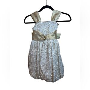 Iris & Ivy Gold Floral Bubble Hem Formal Dress